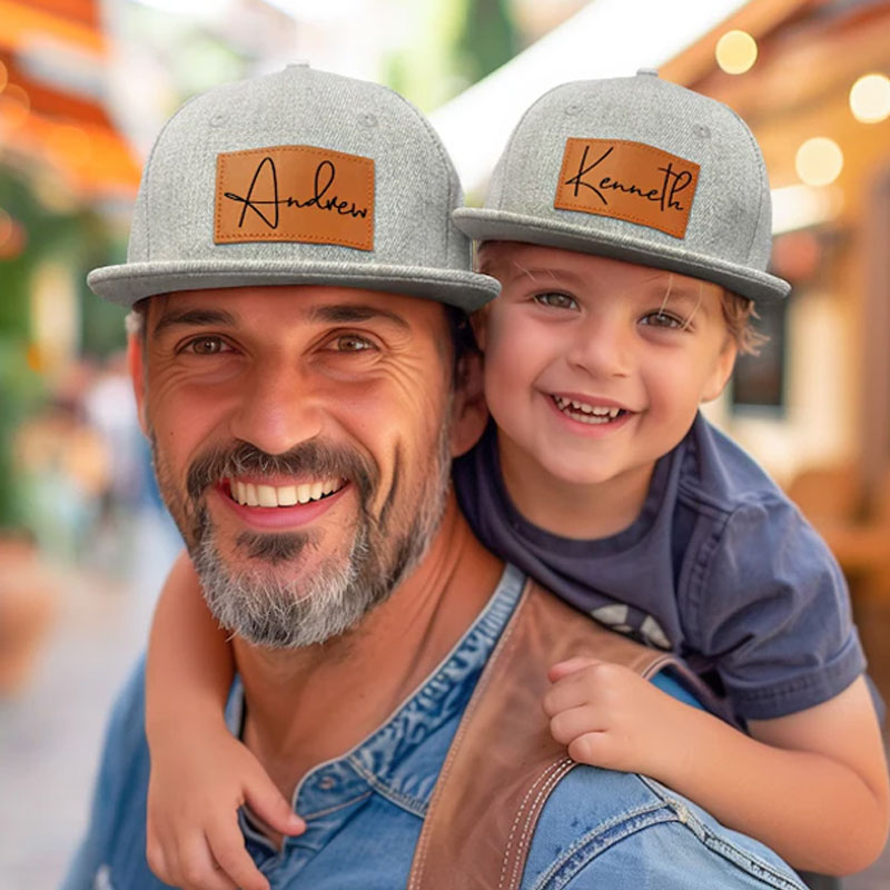 Custom Toddler Leather Patch Hat Dad And Me Hats