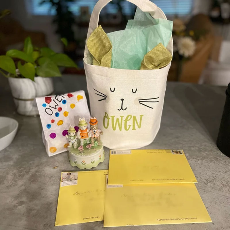 Custom bunny ears easter basket kids gift