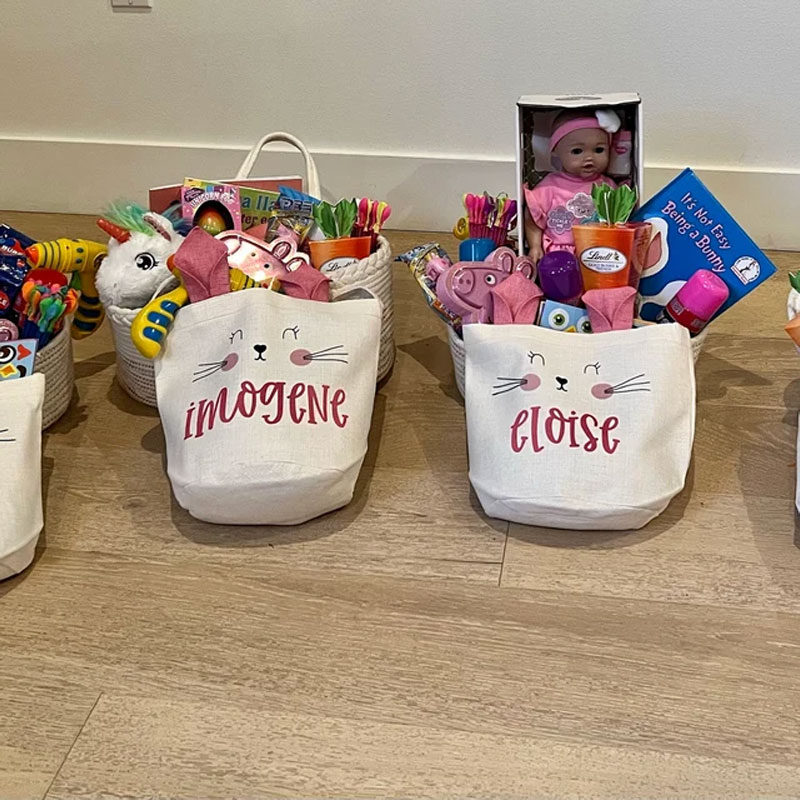 Custom bunny ears easter basket kids gift