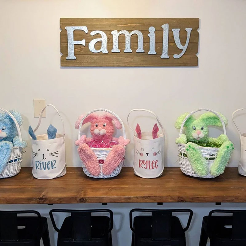 Custom bunny ears easter basket kids gift