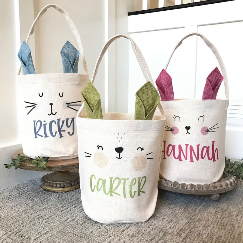 Custom bunny ears easter basket kids gift