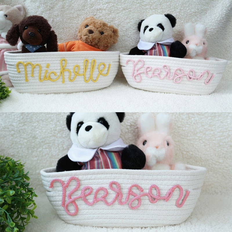 Customized Baby Shower Gift Basket Rope Toy Basket