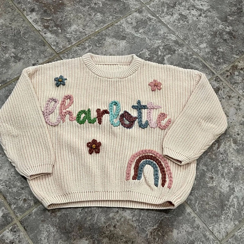 Customized Children's Name Hand Embroidered Sweater