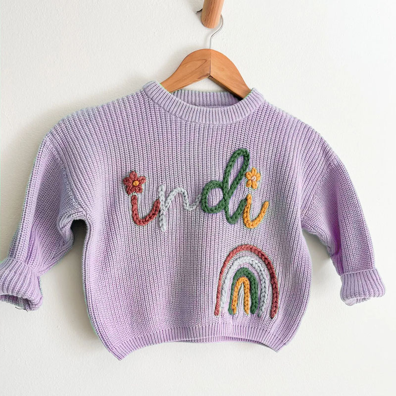 Customized Children's Name Hand Embroidered Sweater