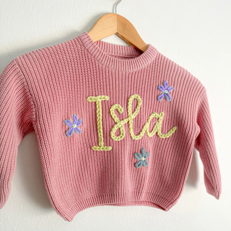 Customized Children's Name Hand Embroidered Sweater