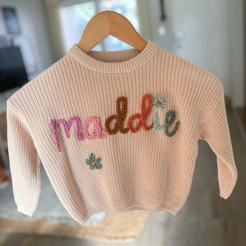 Customized Children's Name Hand Embroidered Sweater