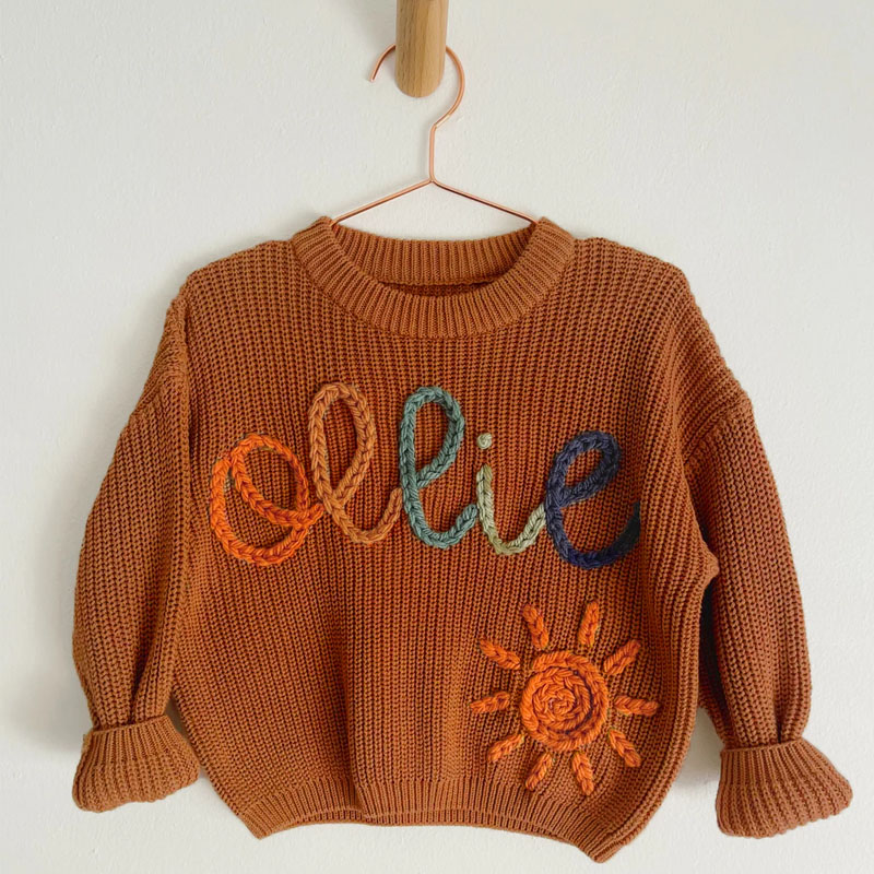Customized Children's Name Hand Embroidered Sweater