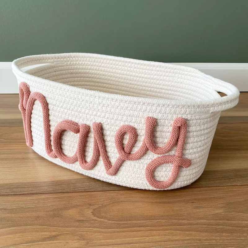 Customized Rope Basket Baby Shower Gift Basket