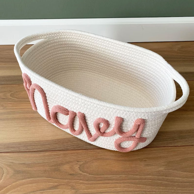 Customized Rope Basket Baby Shower Gift Basket