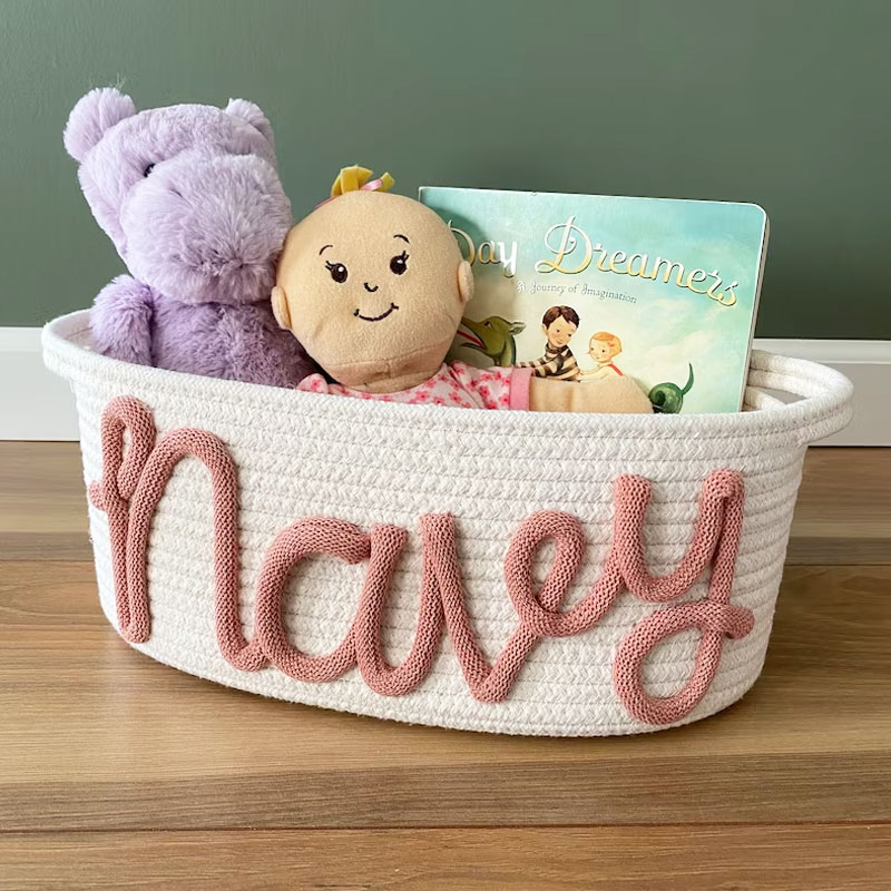 Customized Rope Basket Baby Shower Gift Basket