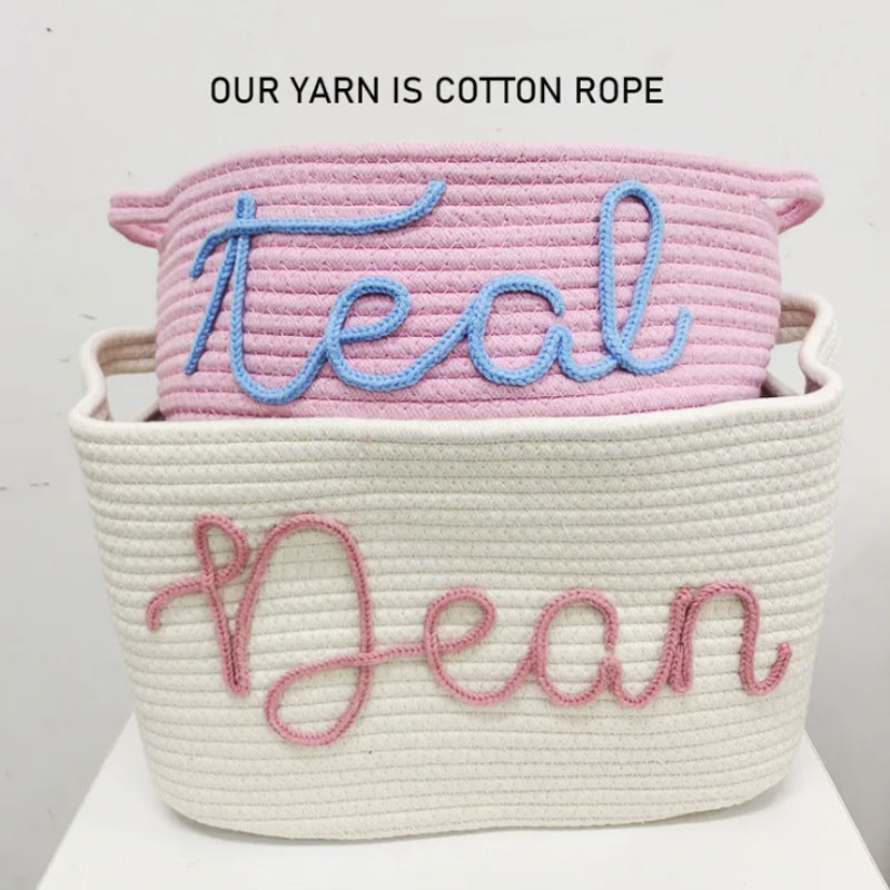 Customized Rope Name Flowers Baby Gift Basket