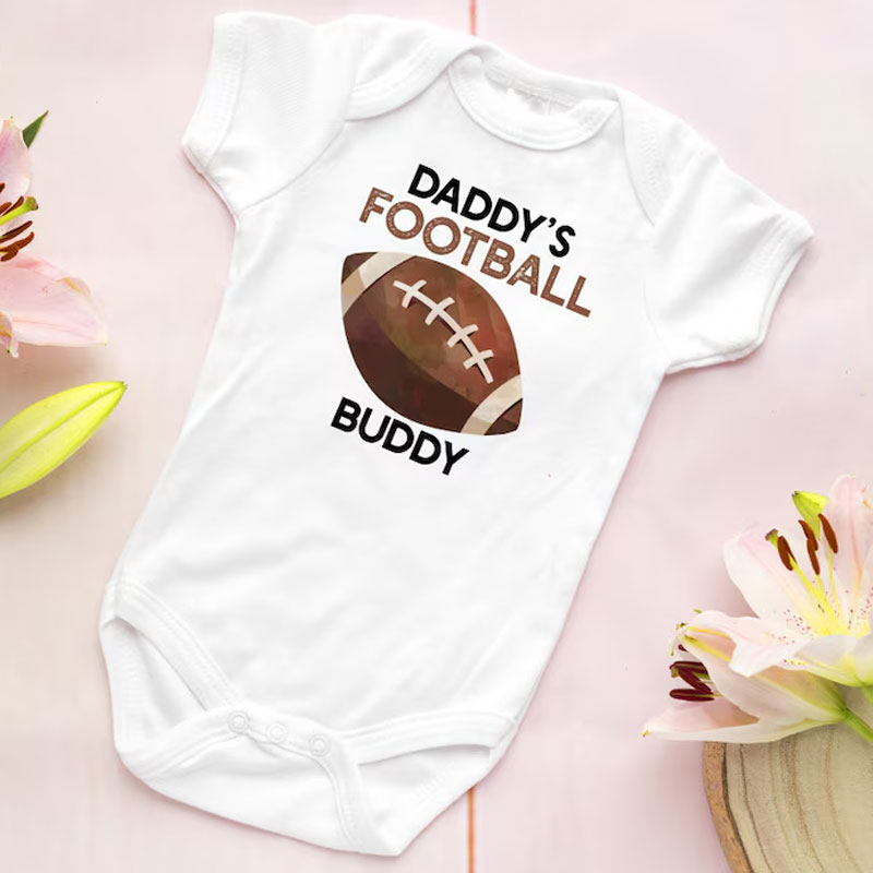 Daddy's Football Buddy Bodysuit Funny Baby Clothes