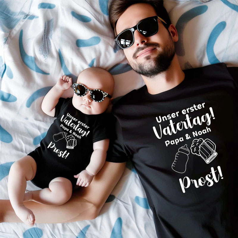 [Baby Bodysuit]Dads And Little Heroes First Father's Day Bodysuit