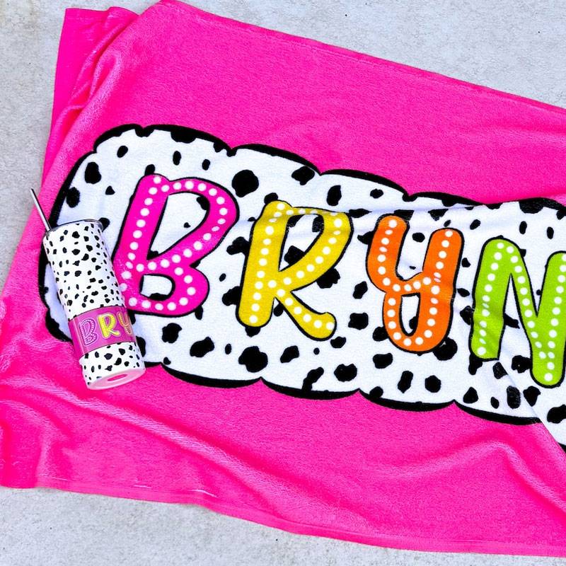 Dalmatian Dot Beach Towel Personalized For Kids