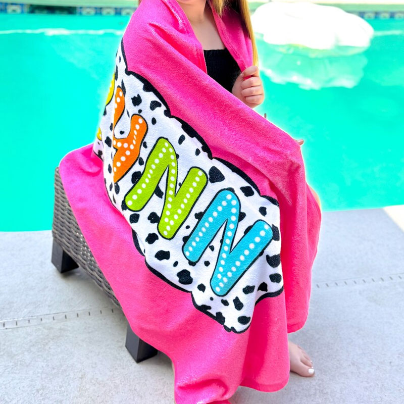 Dalmatian Dot Beach Towel Personalized For Kids