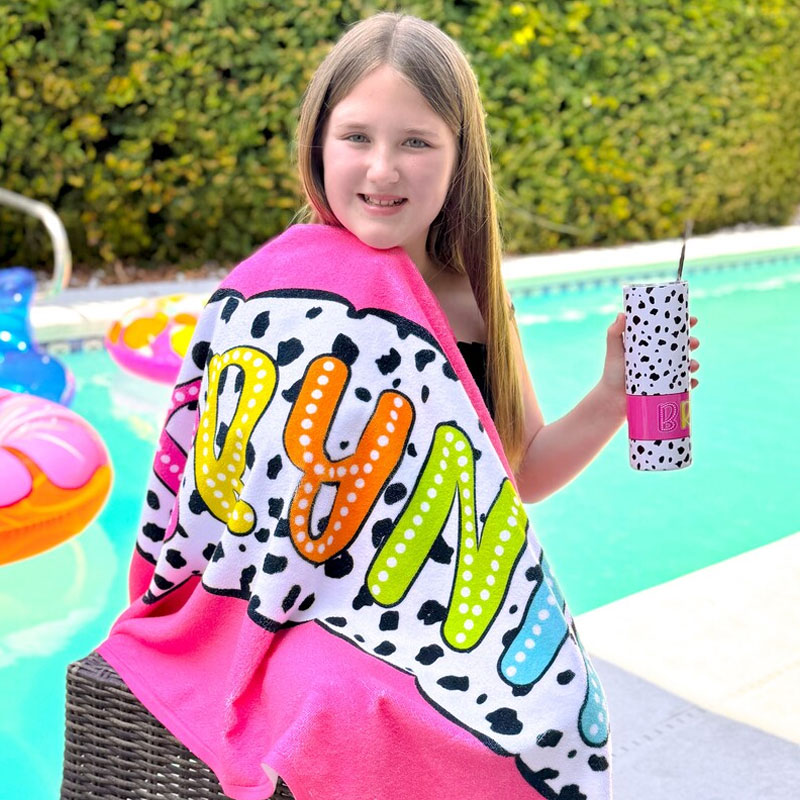 Dalmatian Dot Beach Towel Personalized For Kids