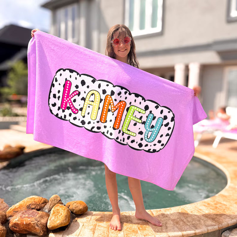 Dalmatian Dot Beach Towel Personalized For Kids