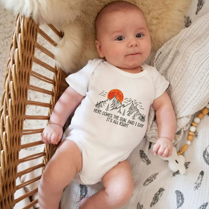 Here Comes The Sun Baby Onesie Boho Song Lyrics Bodysuit