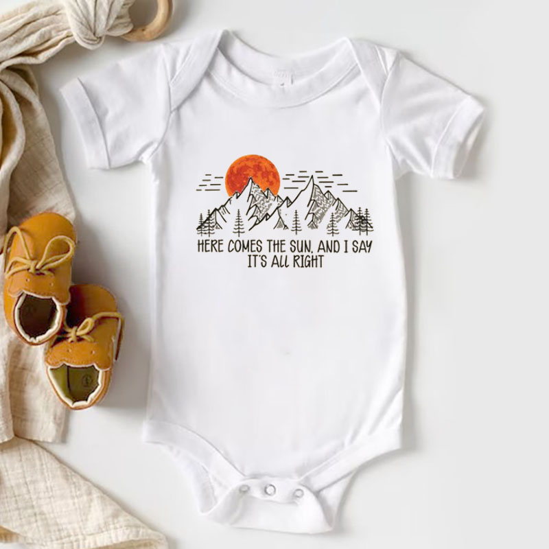 Here Comes The Sun Baby Onesie Boho Song Lyrics Bodysuit