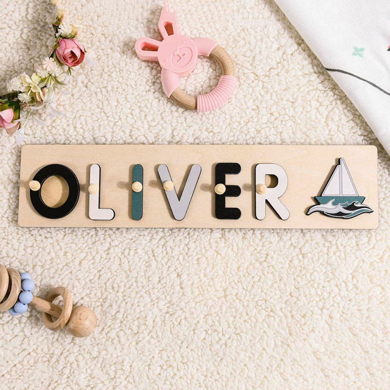 Personalized Name Puzzle With Pegs Toddler wooden Toys Montessori Toys