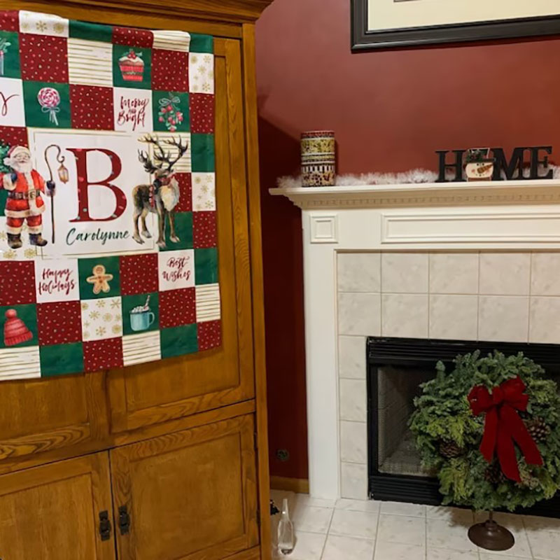 Monogrammed Throw Personalized Blanket Christmas Gift Idea Santa Personalized Blanket