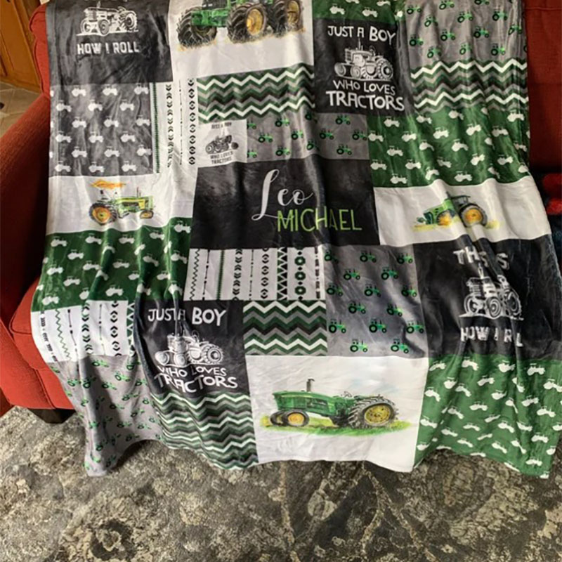 Just A Boy Who Loves Tractors Blanket Personalized Blanket