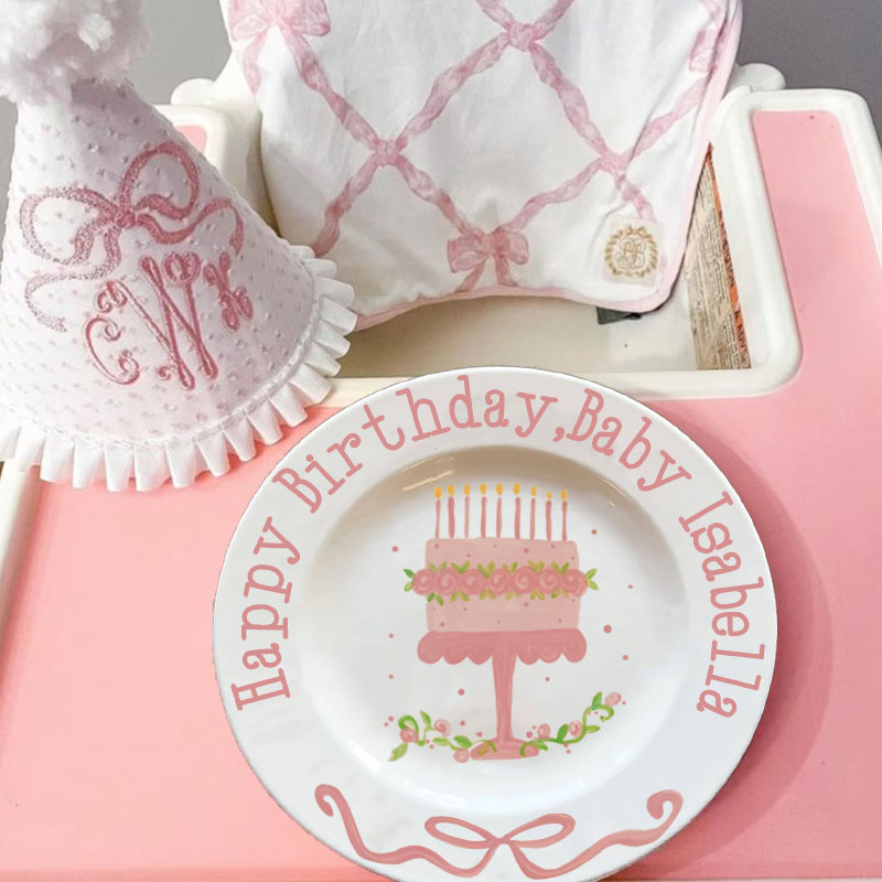 Personalized First Birthday Flowers Plate & Mug Birthday Gift 