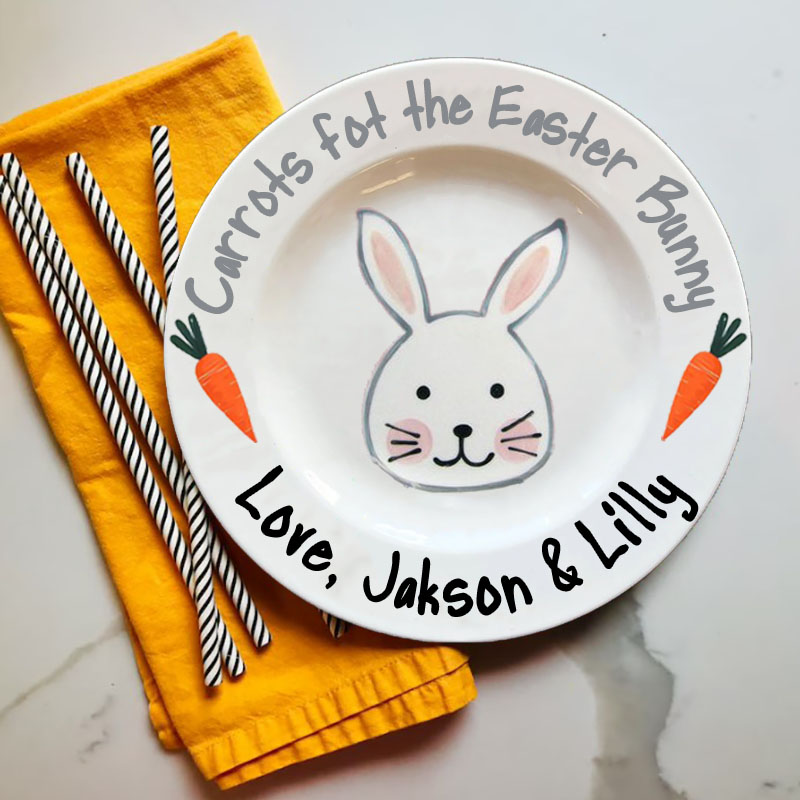 Carrots for the Easter Bunny Personalized Plate & Mug Easter Gift 