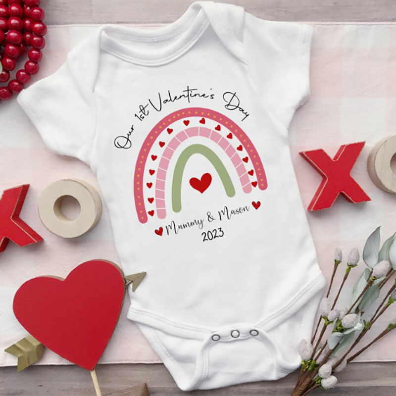 1st Valentine’s Day Personalised Babygrow Sleepsuit Coming Home Gift