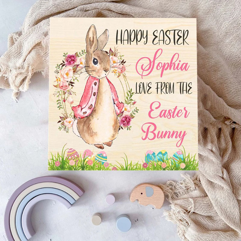 Personalized Easter Gift Box For Kids Easter Bunny Rabbit Wooden Box