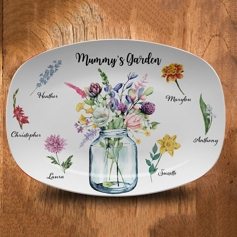 Birth Month Flower Plate Grandparent Gift from Grandkids