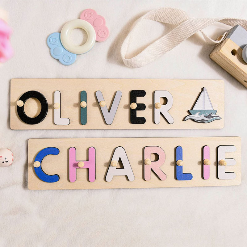 Personalized Name Puzzle With Pegs Toddler wooden Toys Montessori Toys