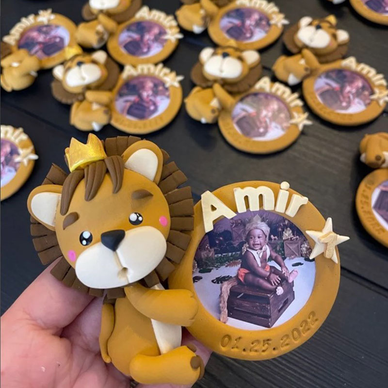 Personalized Baby Gift Peace Lion Clay Frame Lion Baptism Gift