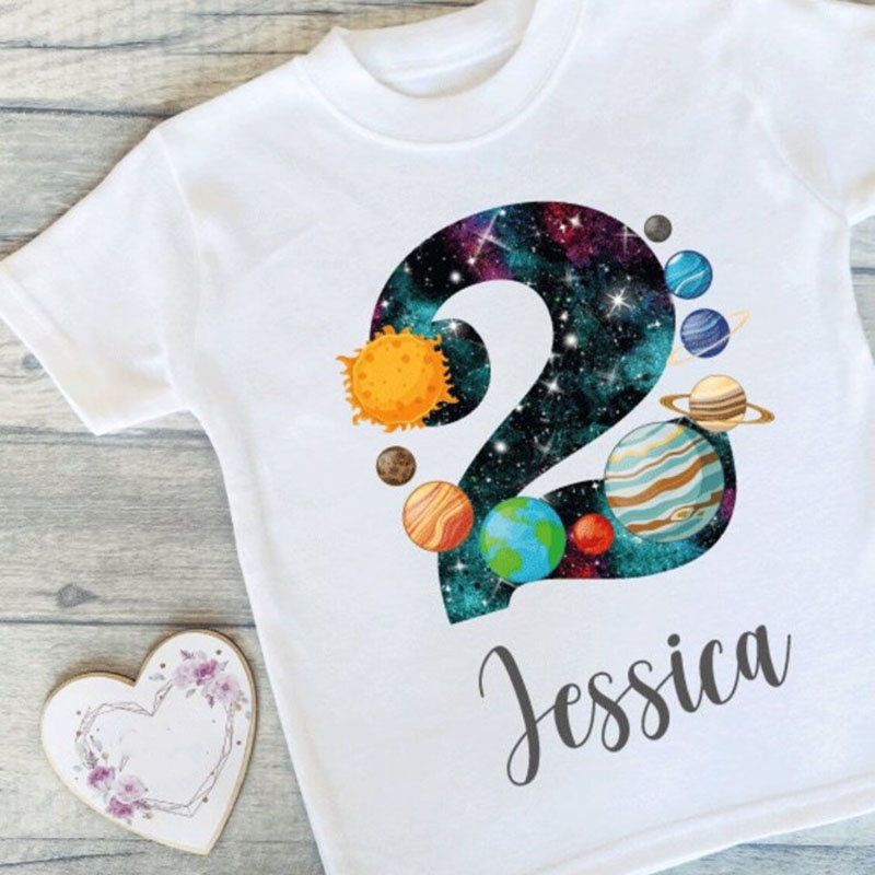 Personalised Space Birthday T-shirt Custom Birthday Keepsake T-shirt