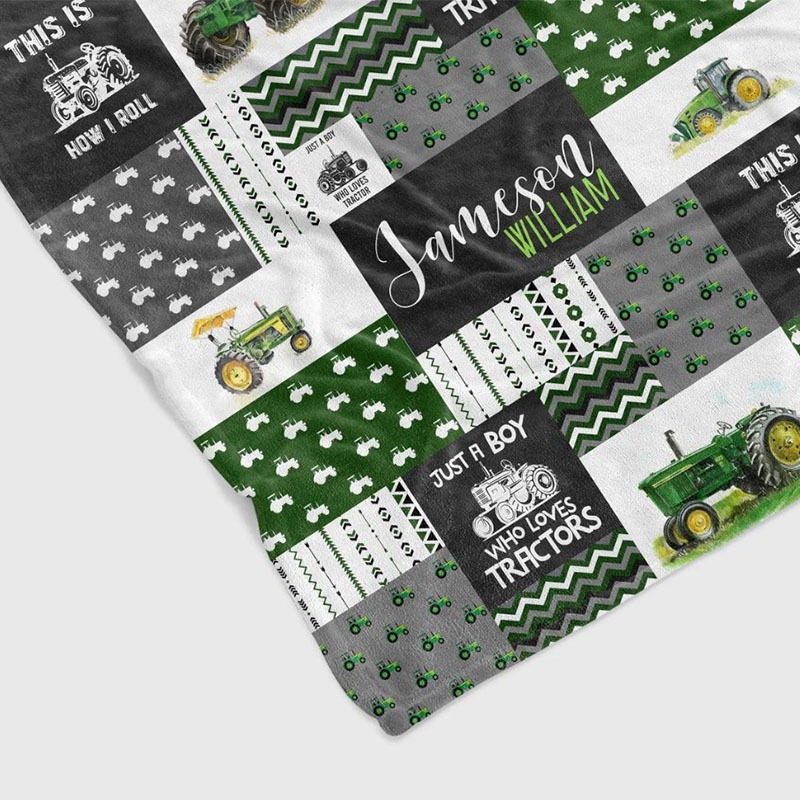 Just A Boy Who Loves Tractors Blanket Personalized Blanket
