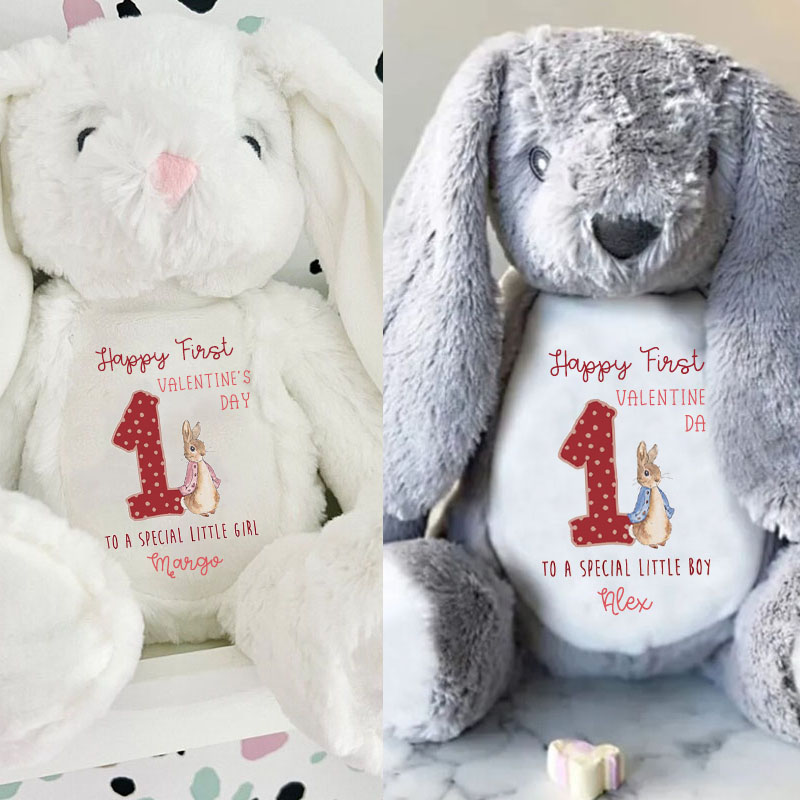 First Baby Boy or Girl Valentine Day Soft Bunny Toy