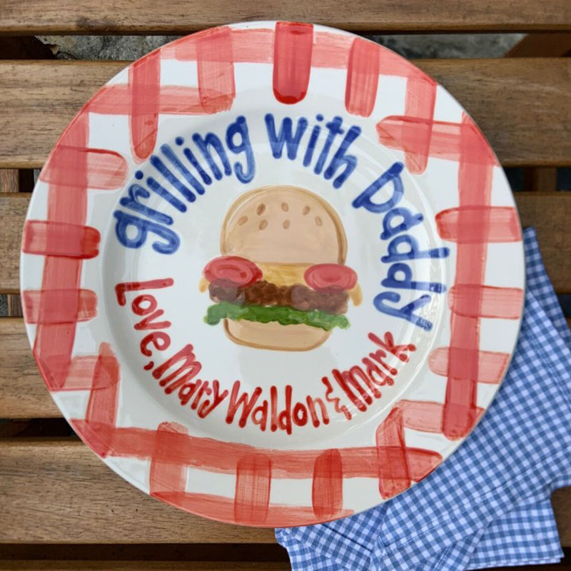 Grilling with Dad Mom BBQ Cheeseburge Plate Holiday Gift