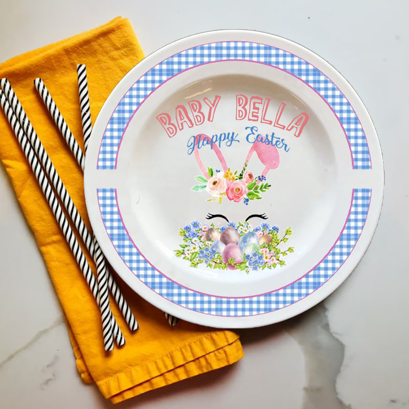 Personalized Easter Blue Bunny Plate & Mug First Easter Plate 