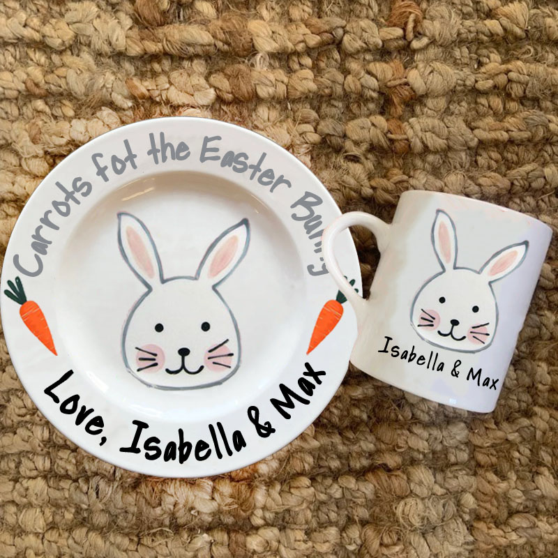 Carrots for the Easter Bunny Personalized Plate & Mug Easter Gift 