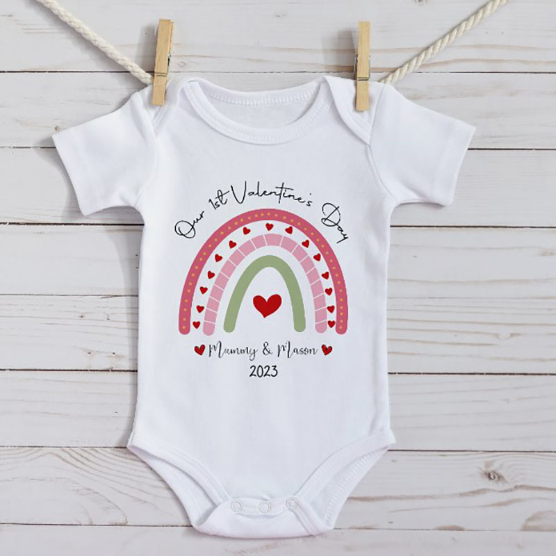 1st Valentine’s Day Personalised Babygrow Sleepsuit Coming Home Gift