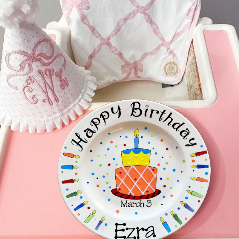 Custom Name Personalized Birthday Cake Plate & Mug Easter Gift 