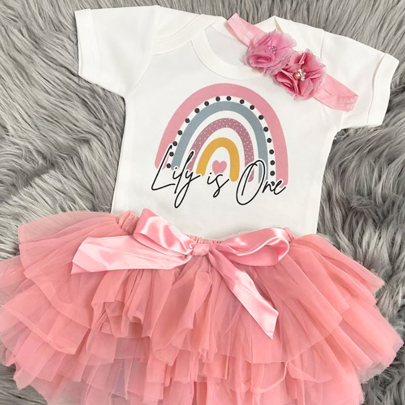 Baby Girls 1st First Birthday Outfit Cake Smash Set Tutu Skirt