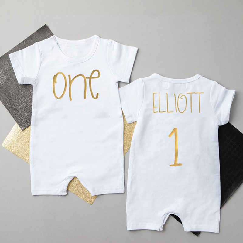 Personalized Minimalist One Gold Shorts Slim Fit Romper