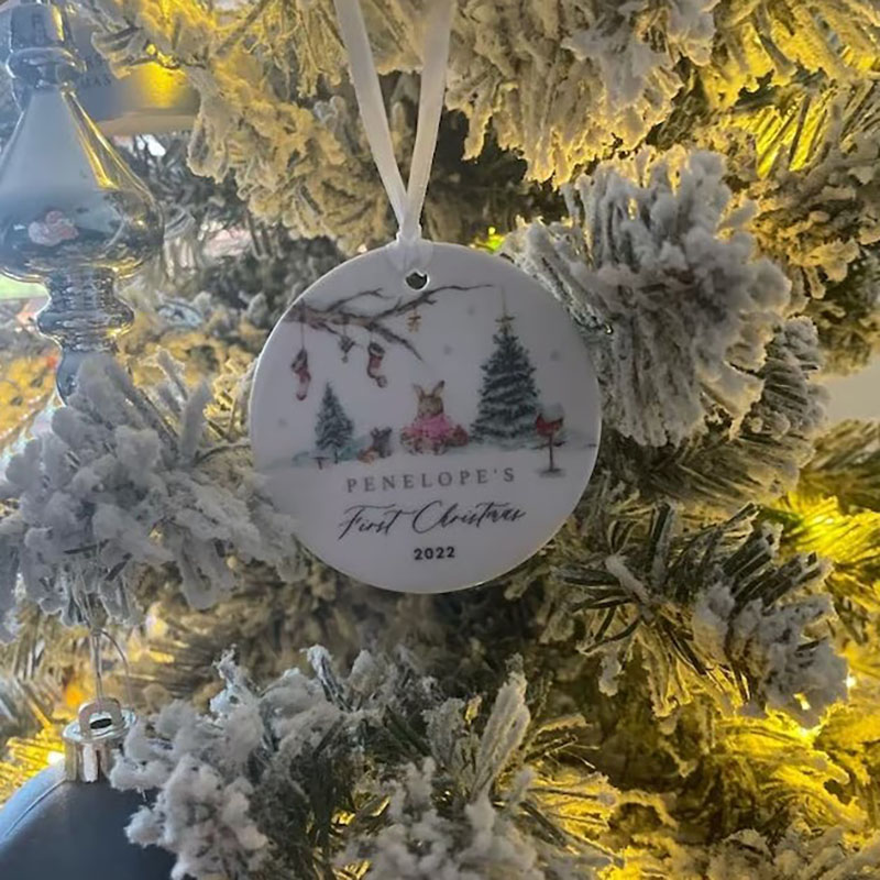 Personalised Baby's 1st Christmas Ornament Baby Bunny Rabbit Decoration