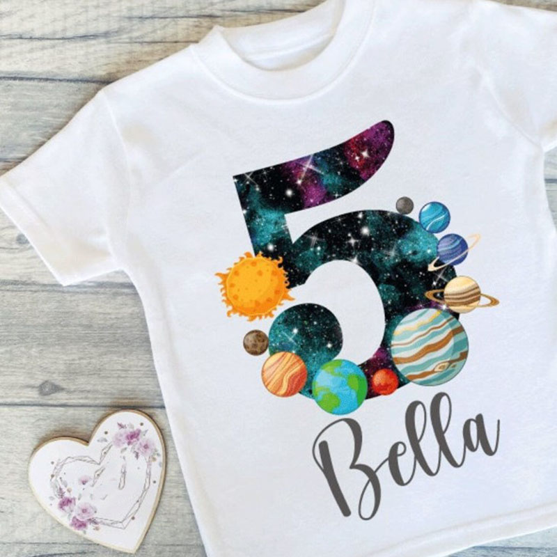 Personalised Space Birthday T-shirt Custom Birthday Keepsake T-shirt