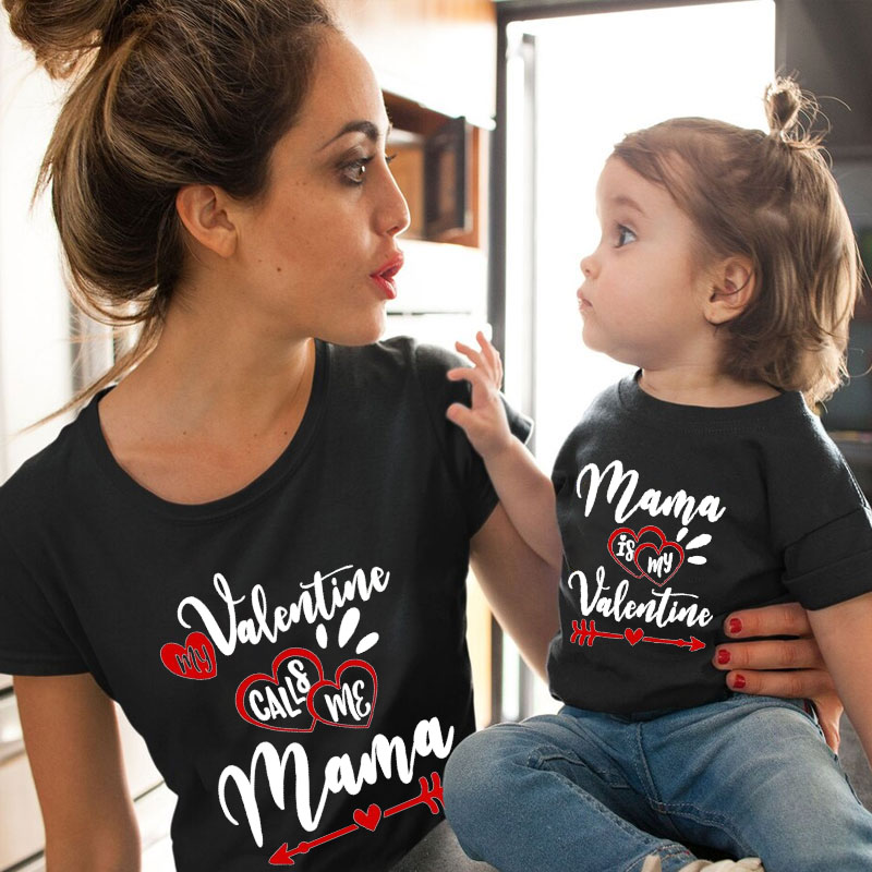 [Adult Tee]My Valentine Calls Me Mama Matching Shirt