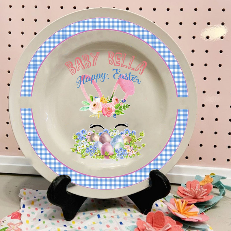 Personalized Easter Blue Bunny Plate & Mug First Easter Plate 