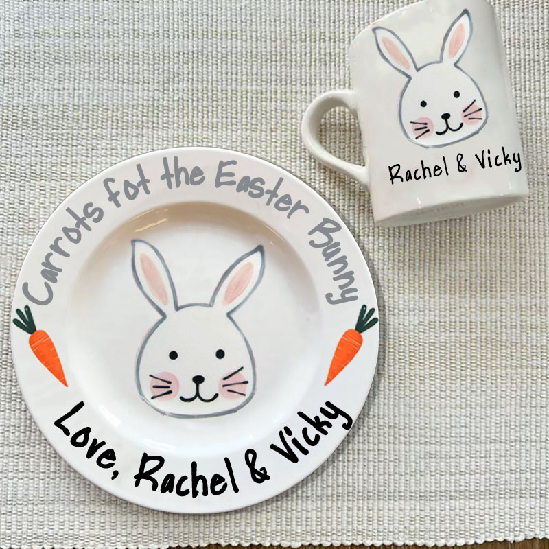 Carrots for the Easter Bunny Personalized Plate & Mug Easter Gift 
