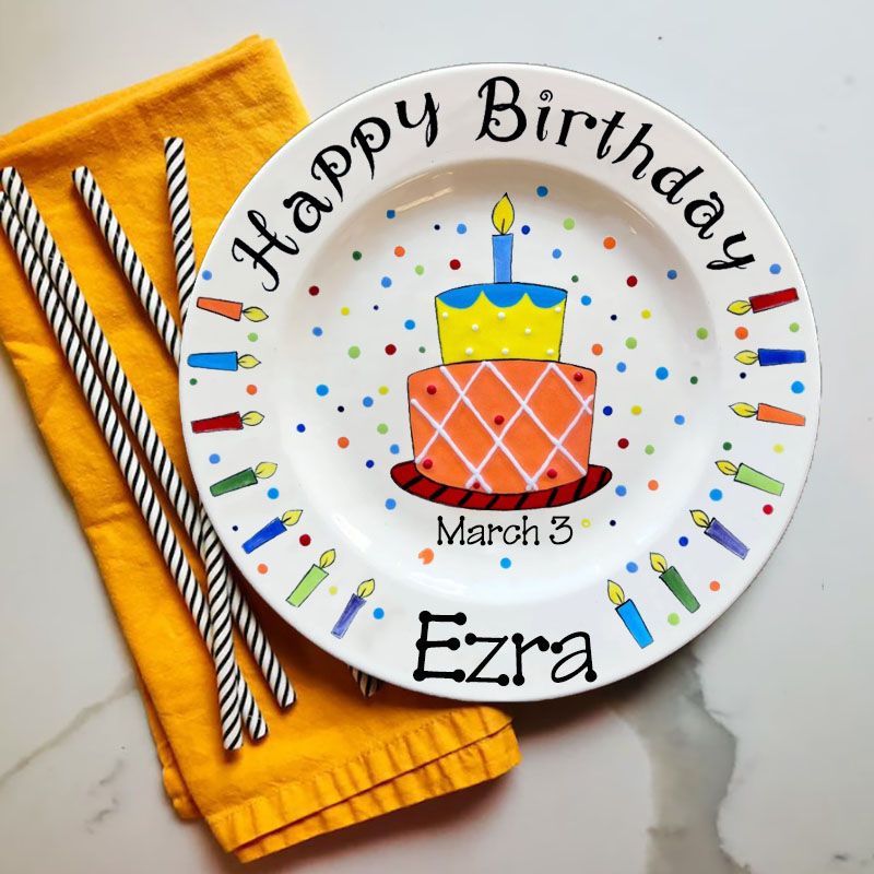 Custom Name Personalized Birthday Cake Plate & Mug Easter Gift 