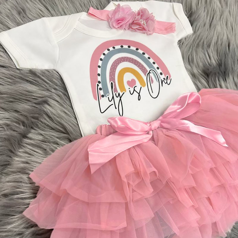 Baby Girls 1st First Birthday Outfit Cake Smash Set Tutu Skirt